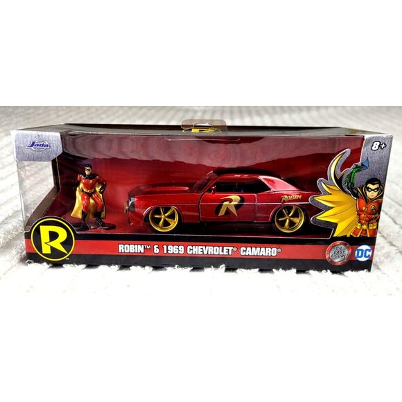 DC Superhero Robin Die Cast Figure Red GM 1969 Chevy Camaro Collectible Display - Picture 3 of 6